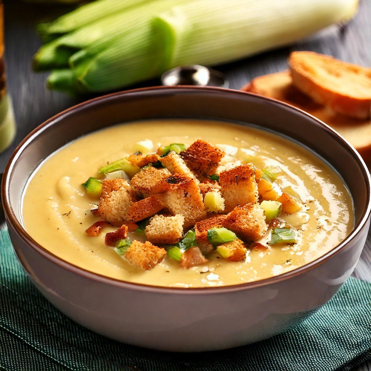 Vellutata di fagioli e porri con crostini