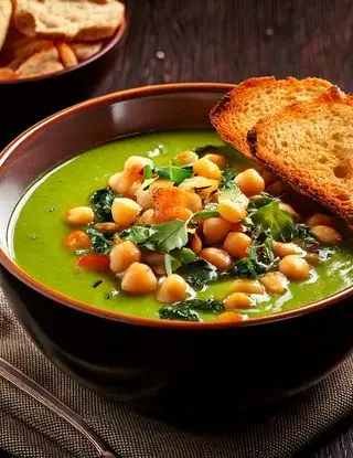 Ricetta Vellutata di ceci e spinaci con pane croccante di eltamain