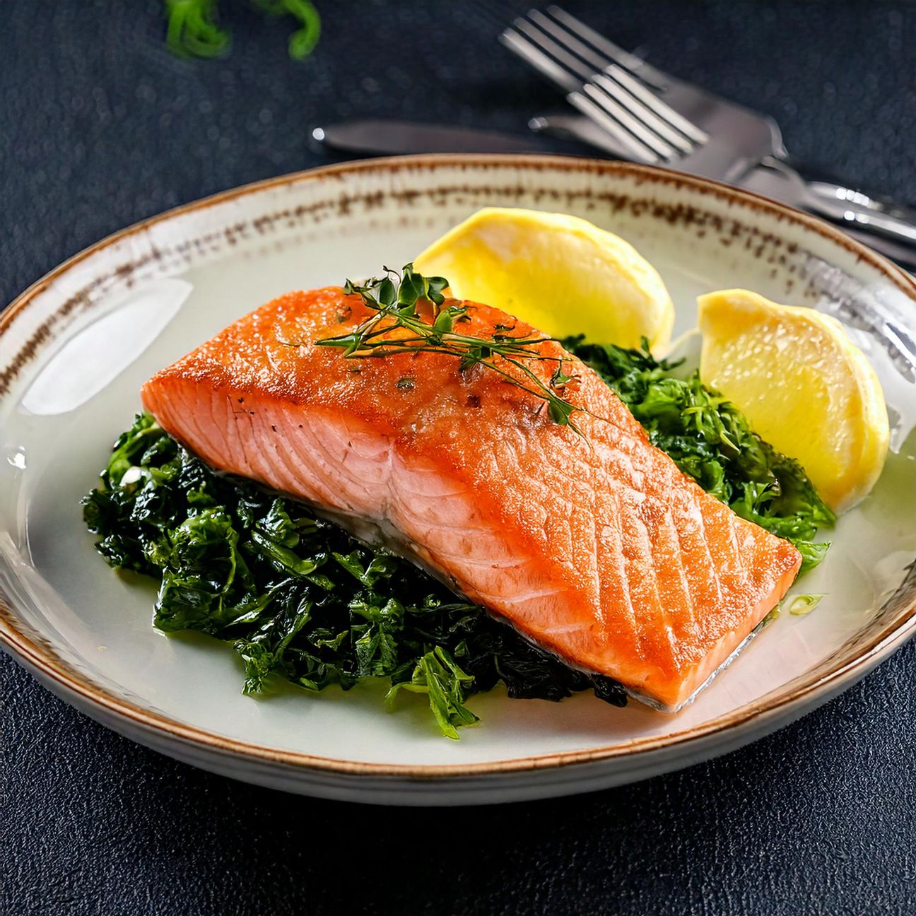 Filetto di salmone con cime di rapa