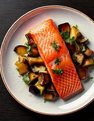 Ricetta Filetto di salmone con melanzane di heltamain