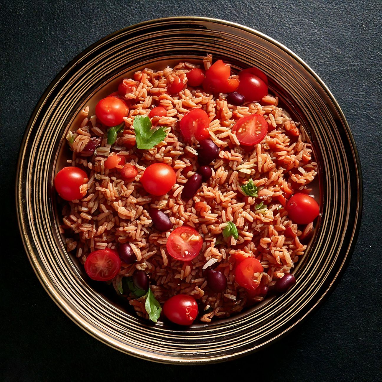 Riso integrale con fagioli e pomodorini