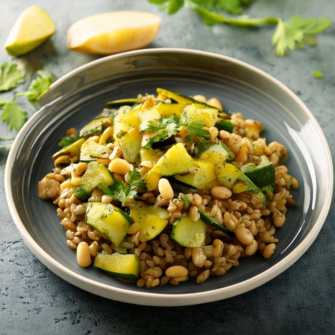 Orzo con fagioli e zucchine