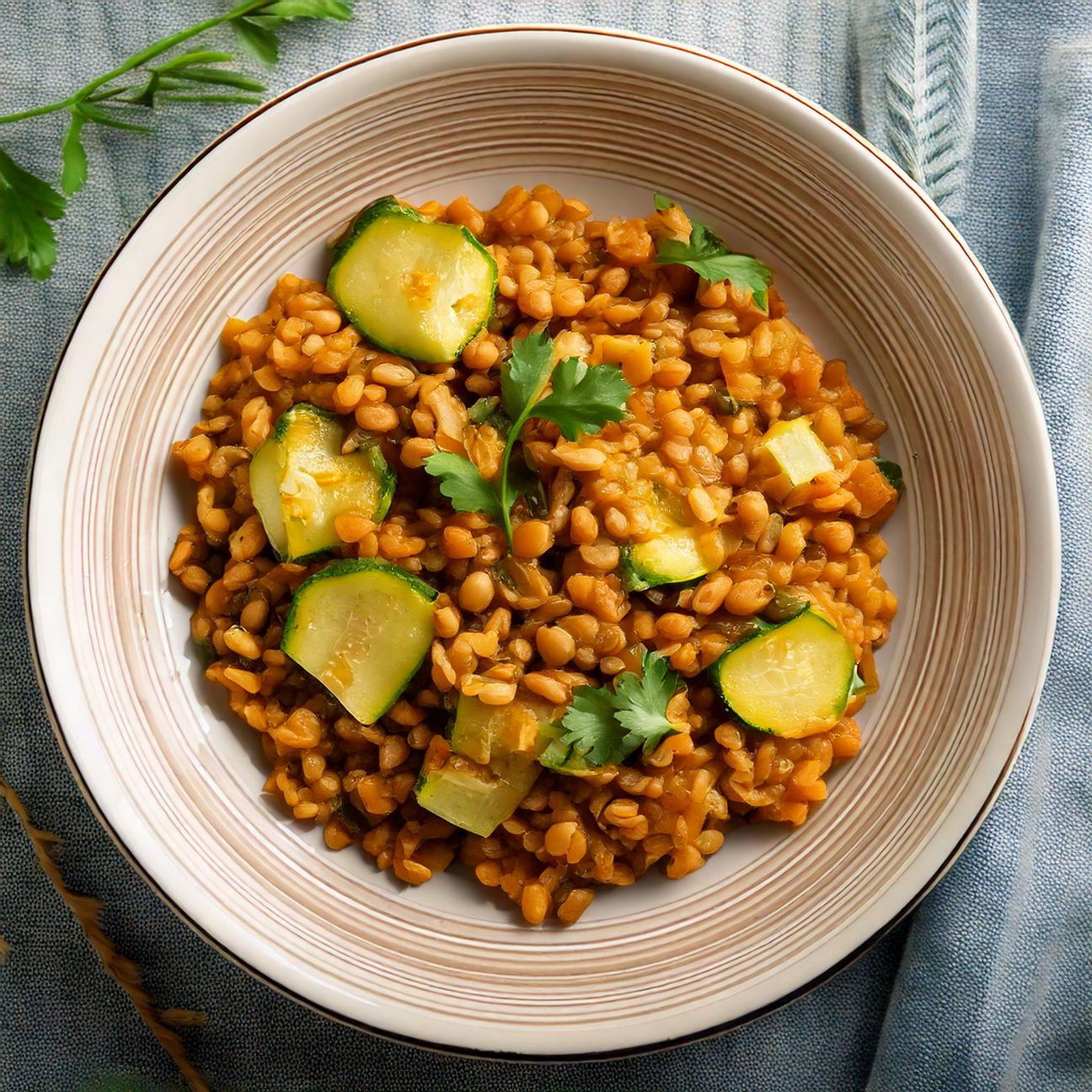 Farro con lenticchie e zucchine