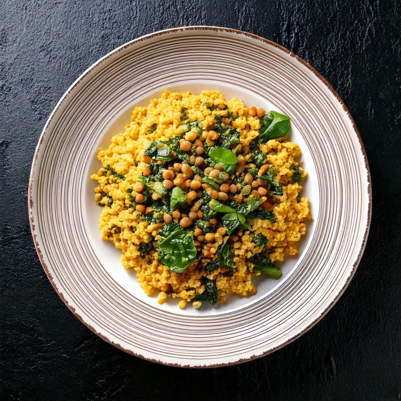Couscous con lenticchie e spinaci