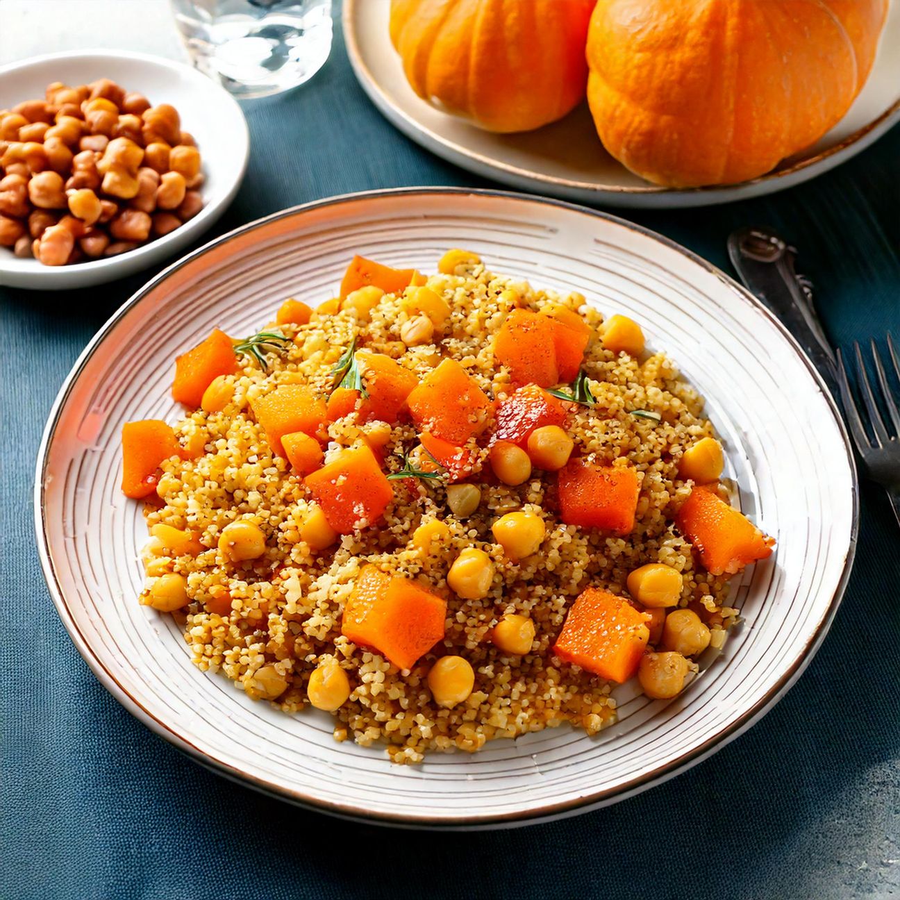 Quinoa con ceci e zucca