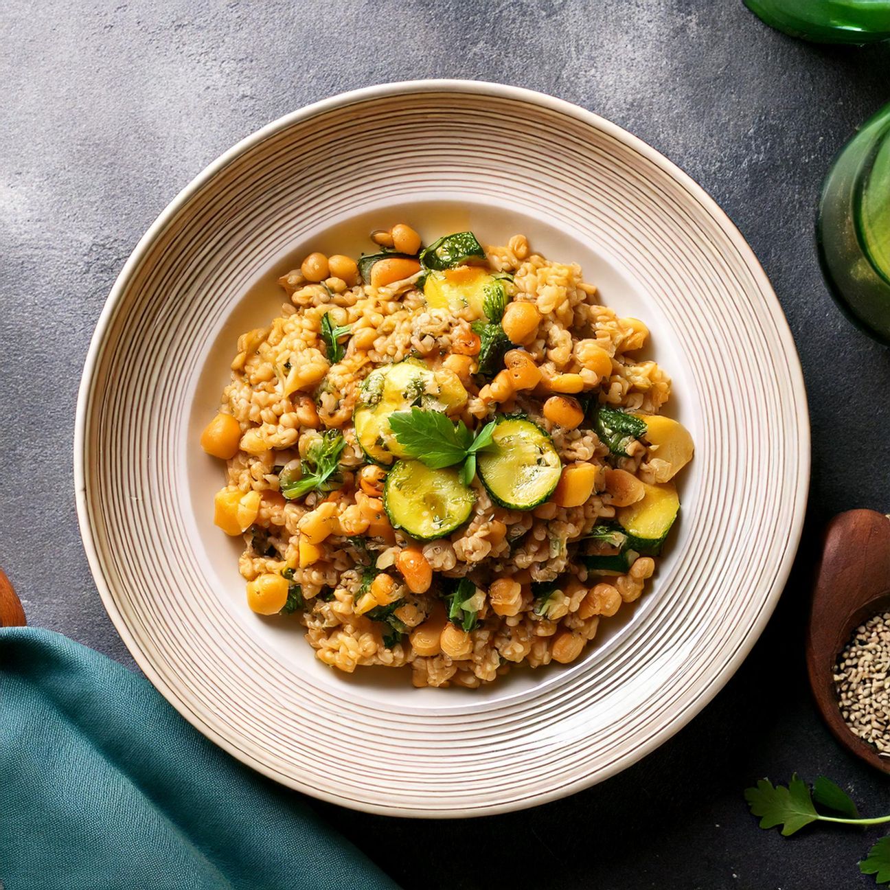 Orzo con ceci e zucchine