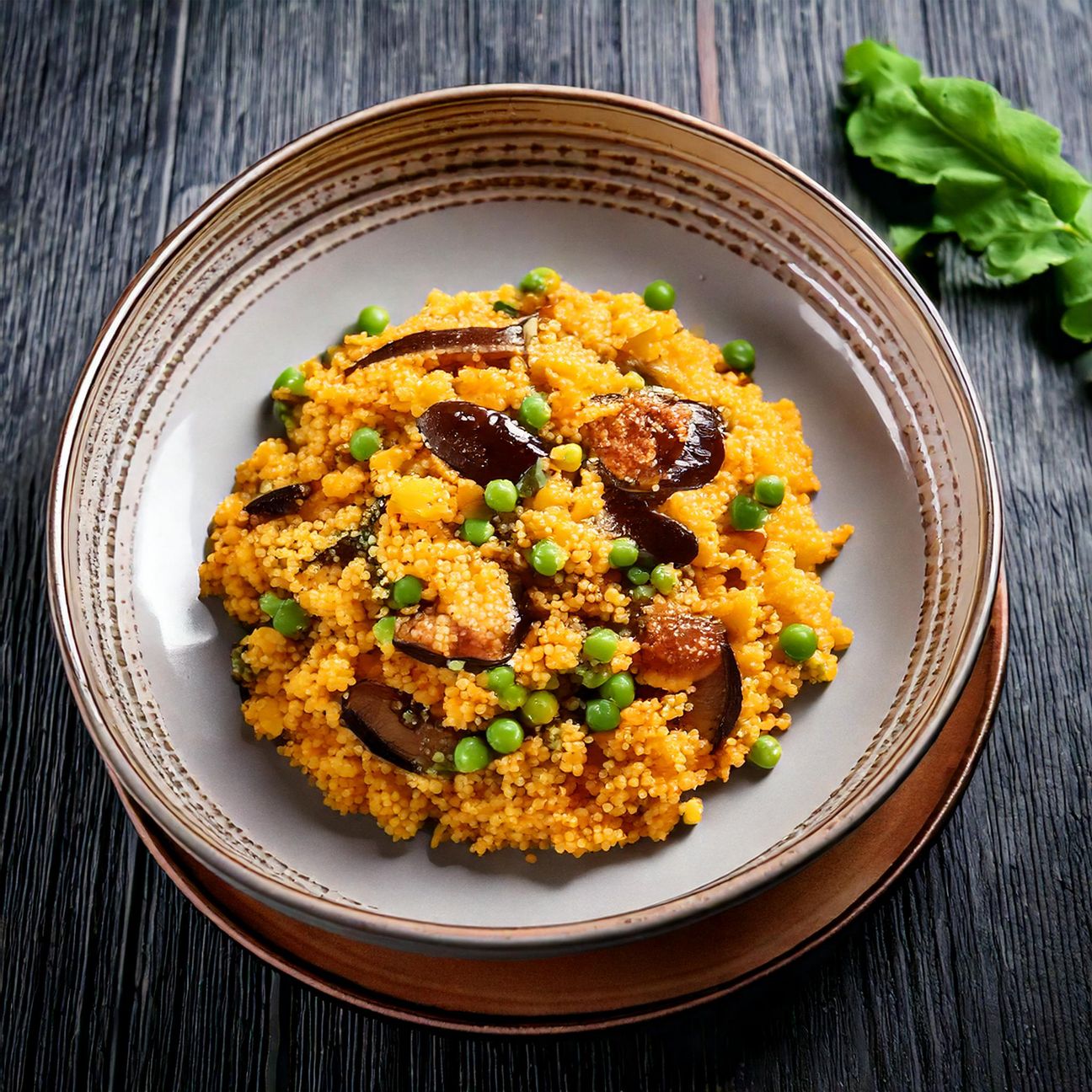Miglio con piselli e melanzane