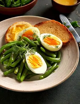 Ricetta Uova sode con fagiolini e pane tostato di eltamain