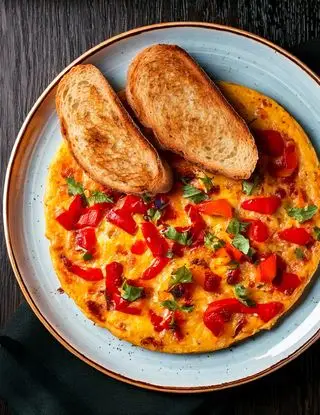 Ricetta Frittata con peperoni e cipolla e pane tostato di heltamain