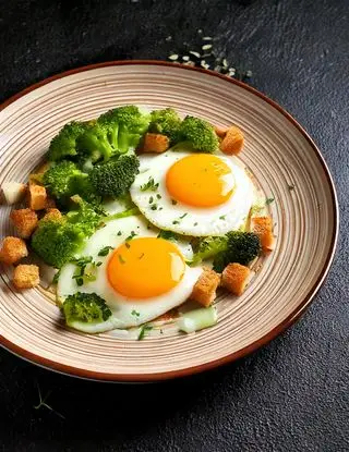 Ricetta Uova occhio di bue con broccoli e crostini di eltamain