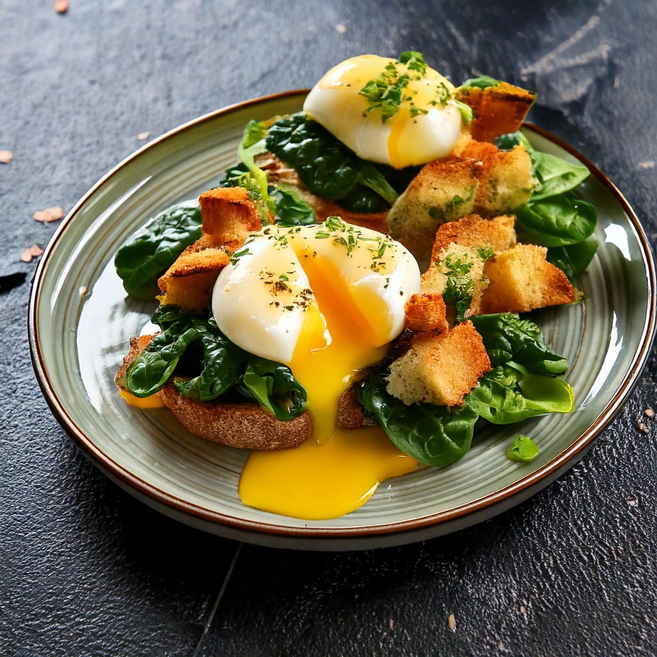Uova alla benedettina con spinaci e crostini