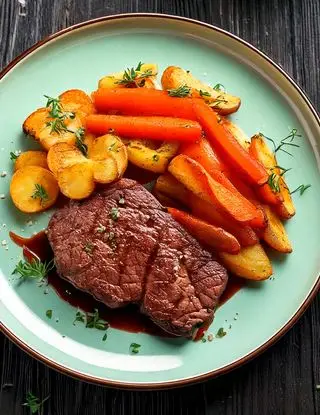 Ricetta Filetto di manzo con carote e patate arrosto di heltamain