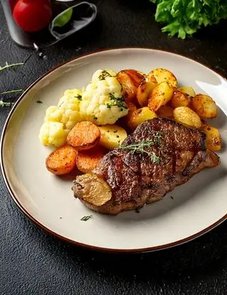 Ricetta Bistecca di manzo con cavolfiore e patate arrosto di heltamain