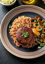 Ricetta Hamburger di Vitello con Riso Integrale, Funghi e Cipolle