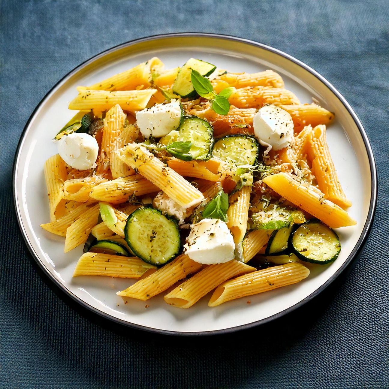 Pasta con zucchine e mozzarelline