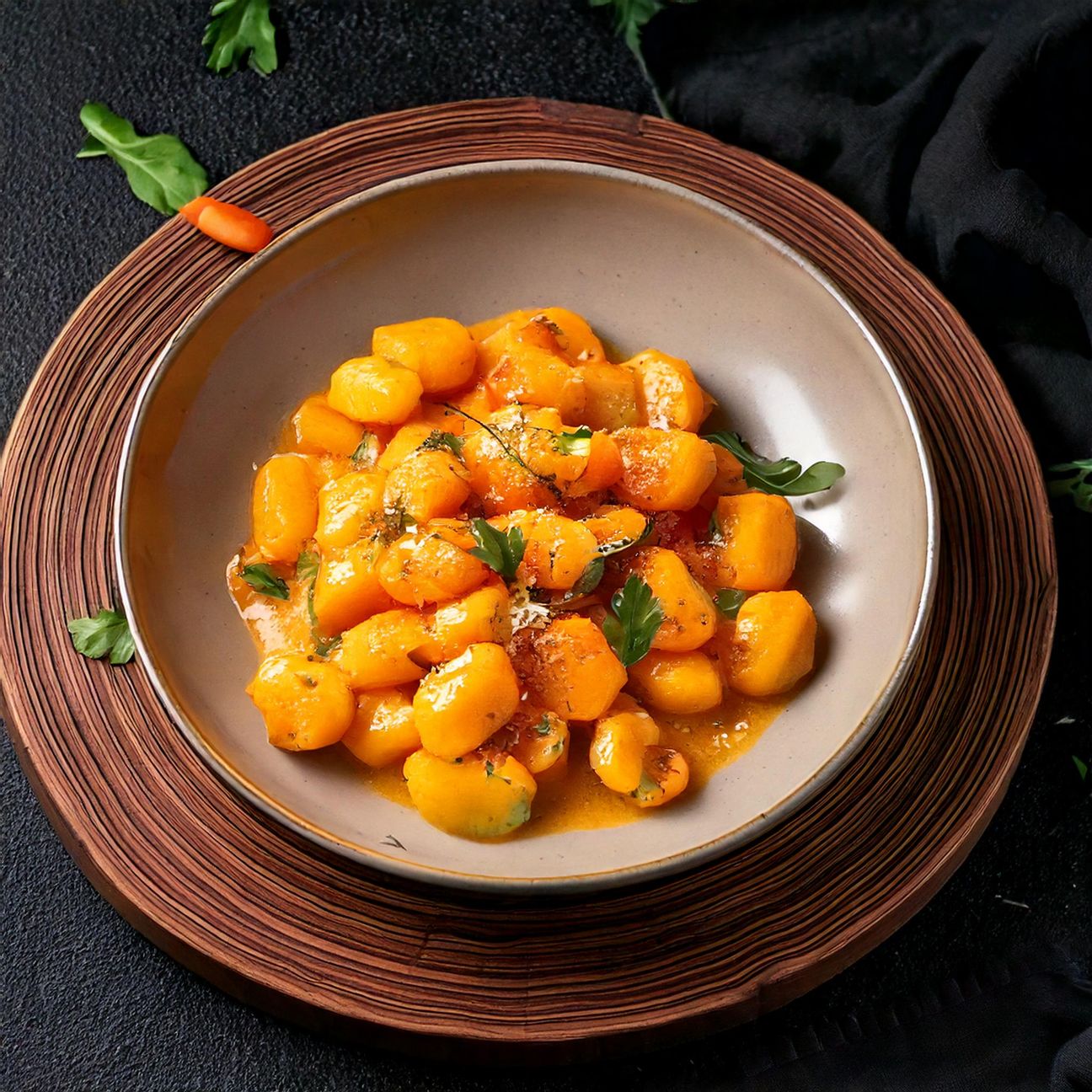 Gnocchi con robiola e zucca