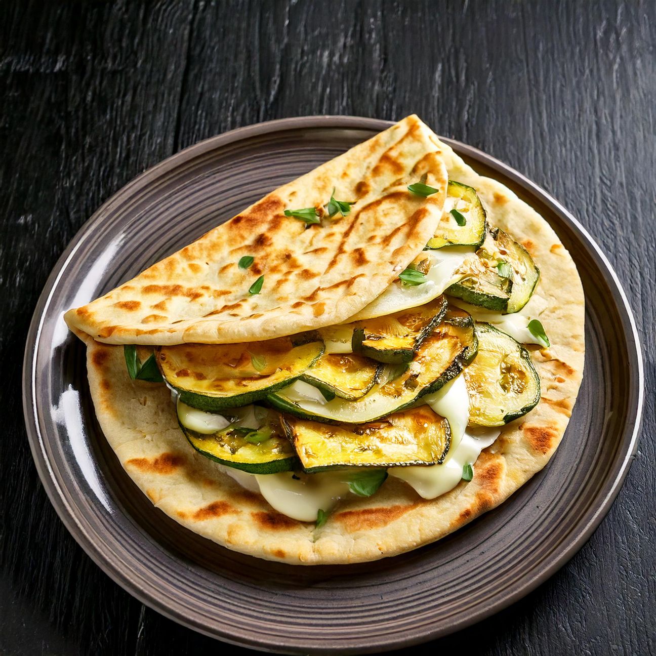 Piadina con robiola e zucchine grigliate