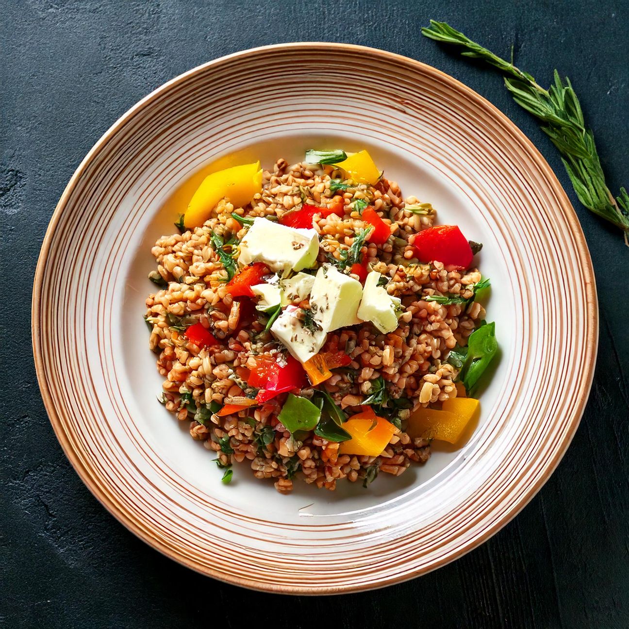 Insalata di farro con robiola e peperoni