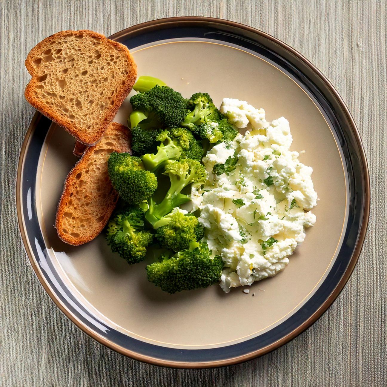 Primosale con broccoli e pane croccante