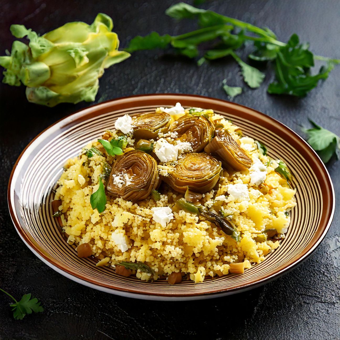 Couscous con ricotta e carciofi
