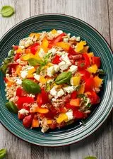 Ricetta Insalata di riso con feta, peperoni e basilico