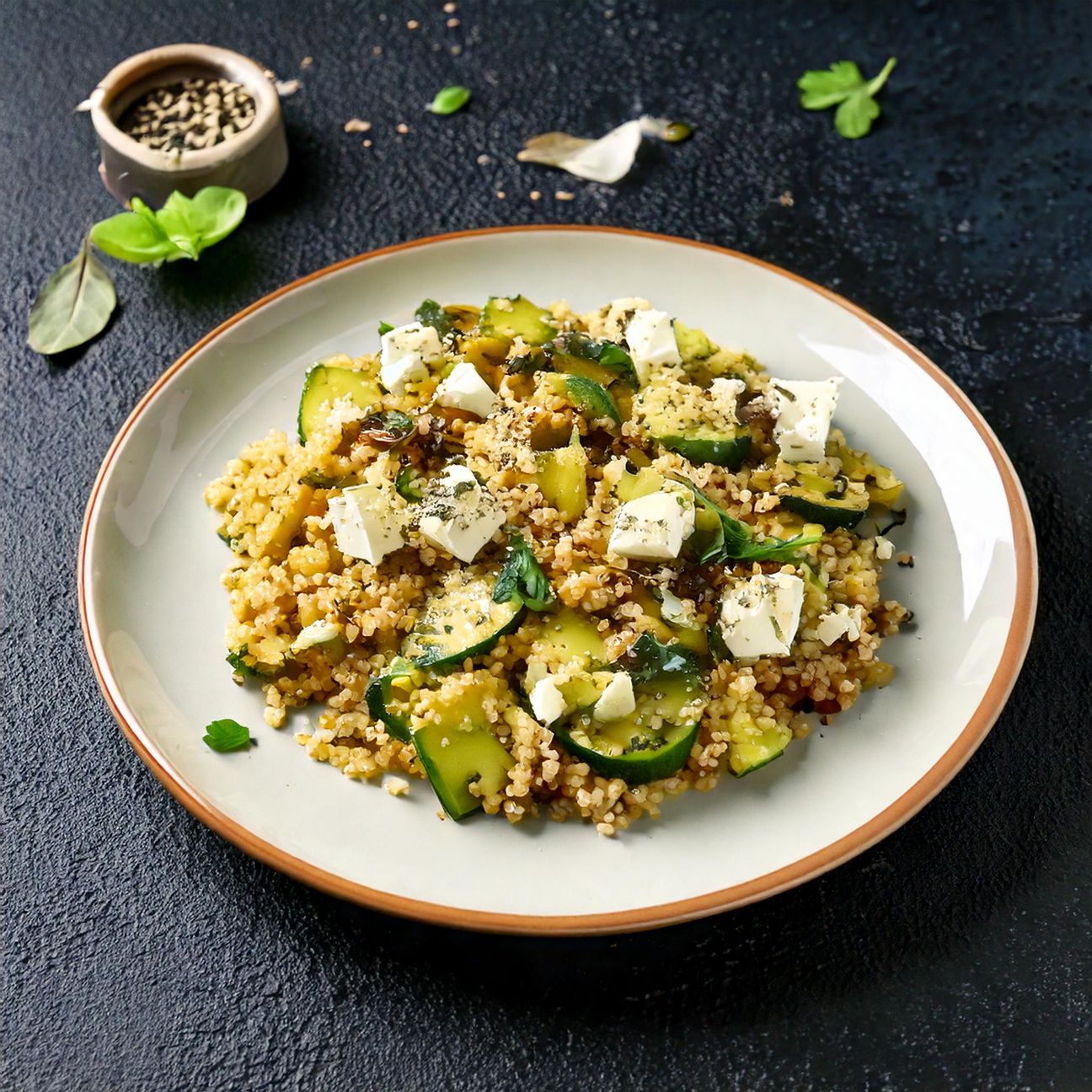 Insalata di quinoa con feta e zucchine