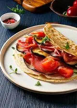 Ricetta Piadina con Bresaola, melanzane grigliate epomodorini