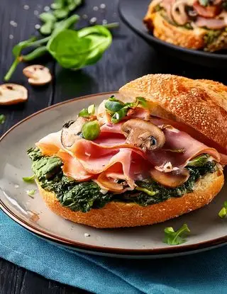 Ricetta Panino con prosciuttocotto, funghi e cavolo nero di heltamain