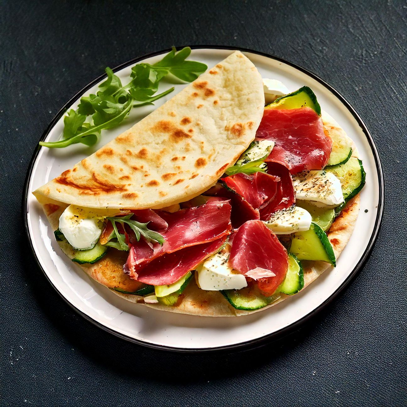 Piadina con bresaola,mozzarella ezucchine grigliate