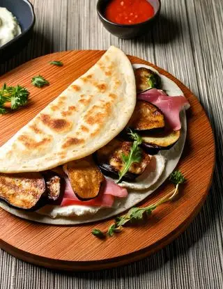 Ricetta Piadina con prosciutto cotto, formaggio spalmabile e melanzane grigliate di eltamain