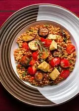 Ricetta Farro con Tofu, Melanzane e Pomodorini