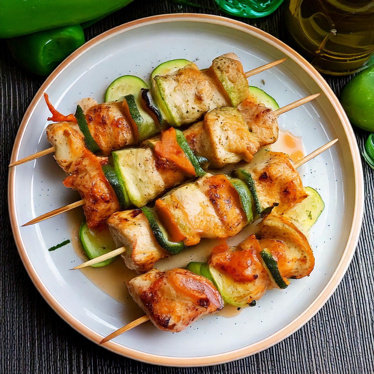 Spiedini di pollo alla paprika con zucchine