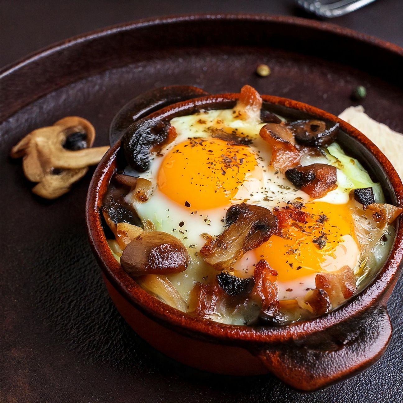 Uova in cocotte con funghi