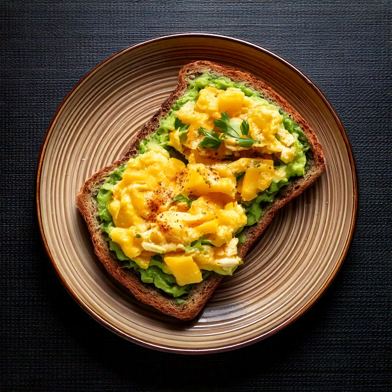 Toast con avocado e uova strapazzate