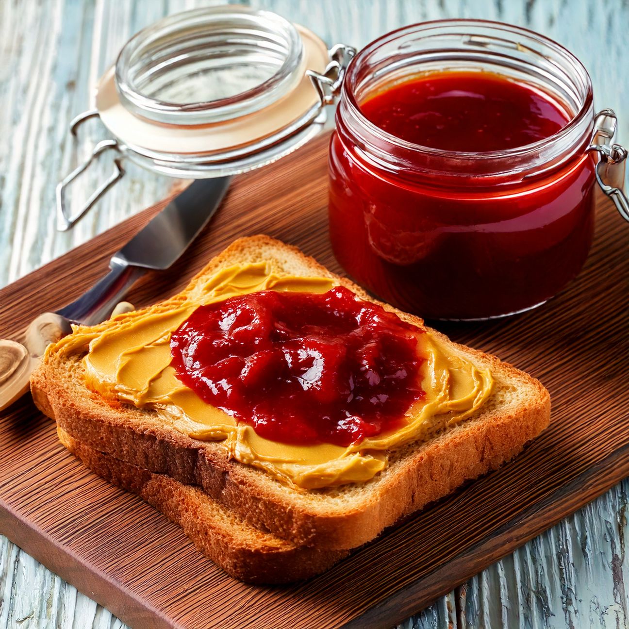 Pane con crema di arachidi e marmellata
