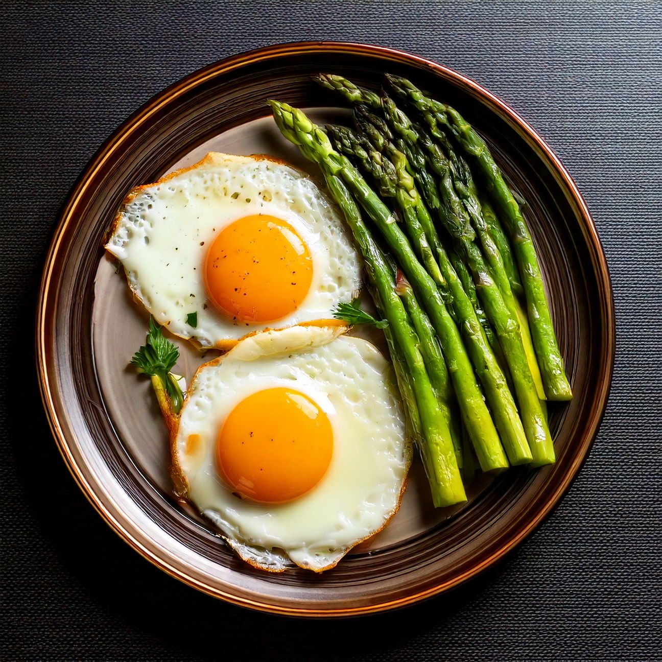 Uova all'occhio e asparagi