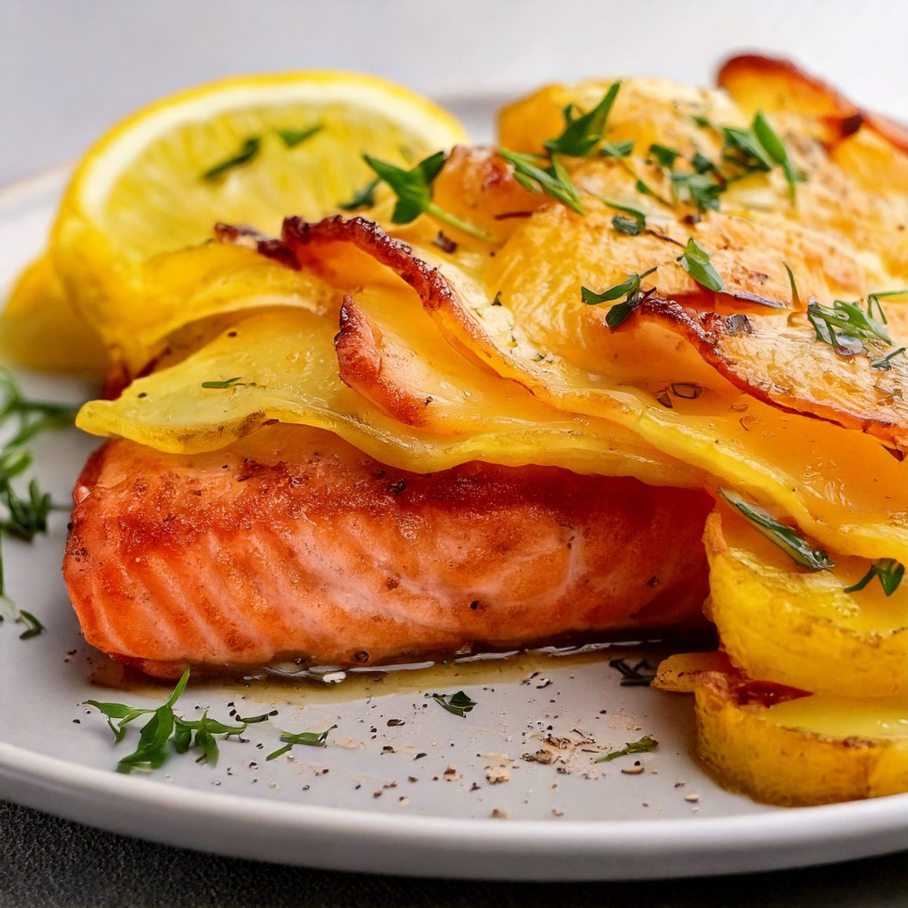Salmone in crosta di patate