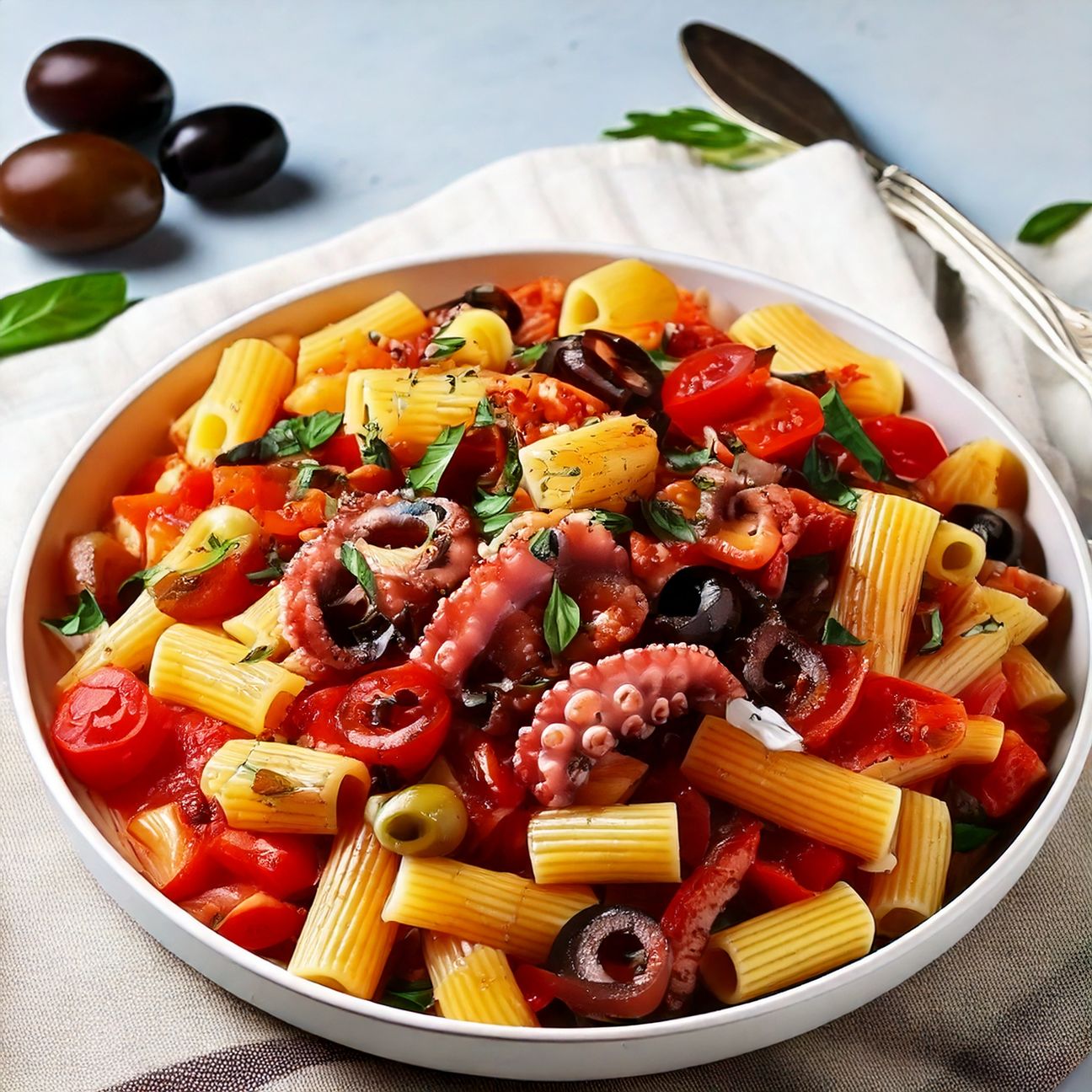 Pasta fredda con polpo