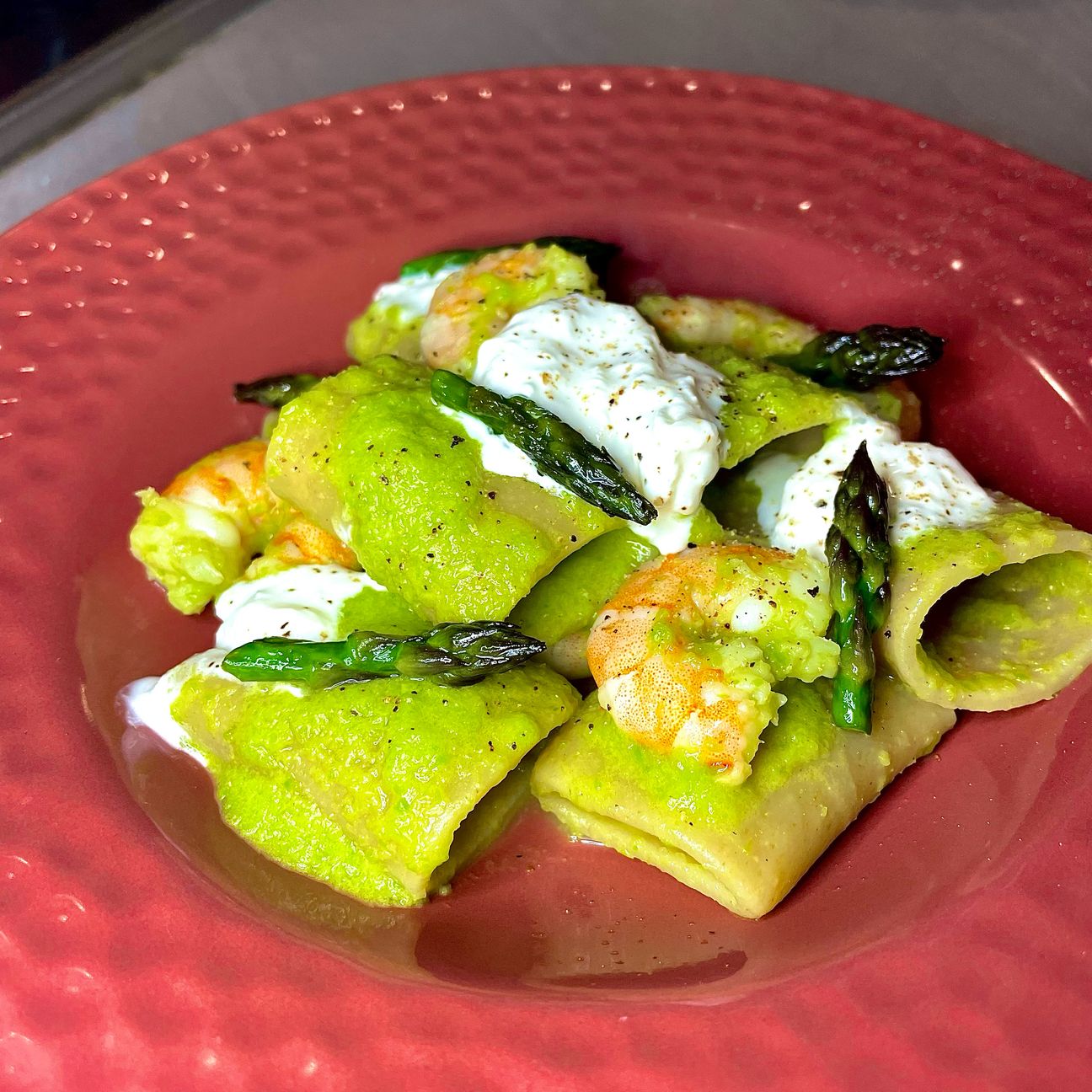 Paccheri asparagi e gamberi 🦐