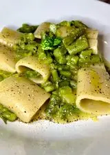 Ricetta Paccheri con crema di patate e asparagi 🍃