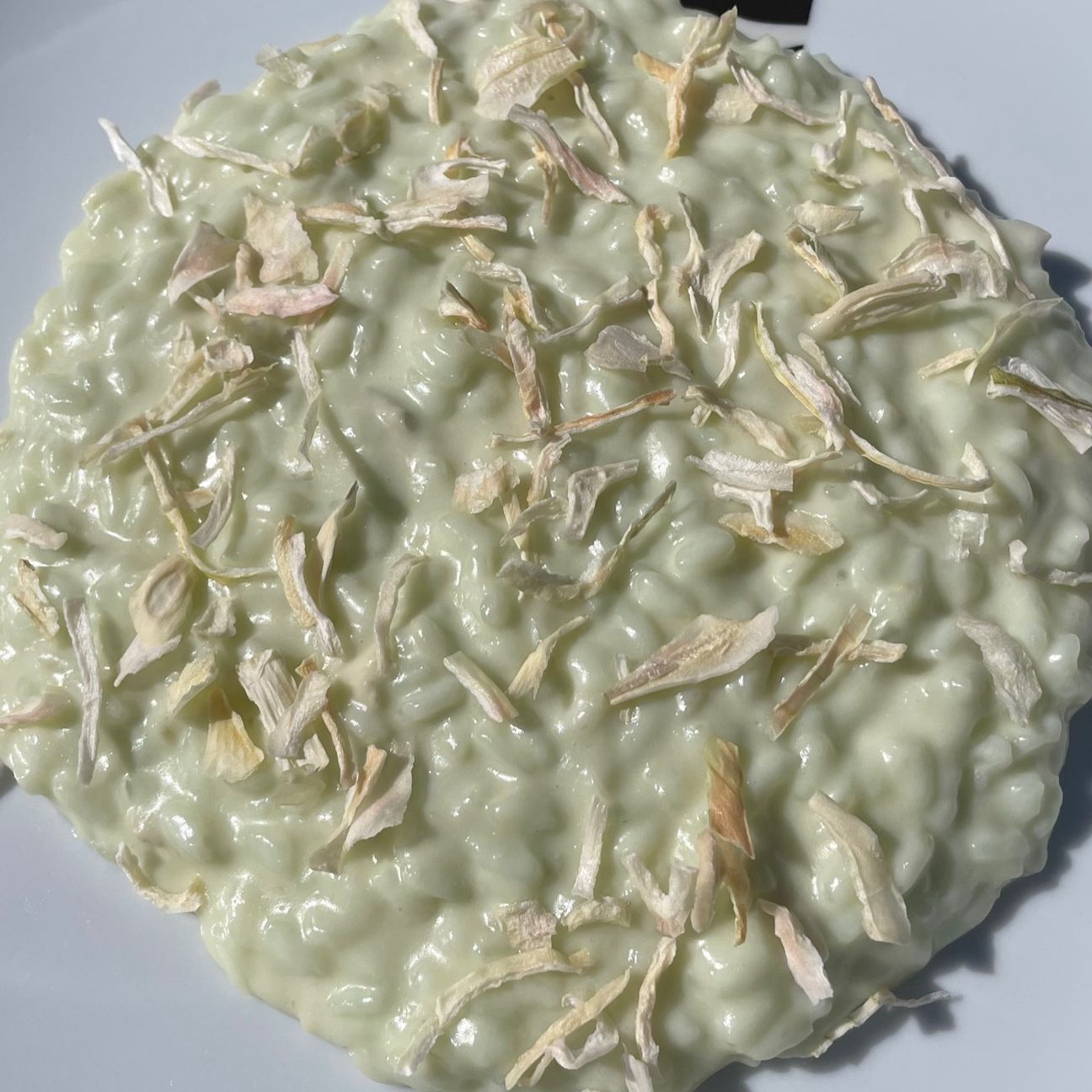 Risotto mantecato con San Pasquale, Gorgonzola e cipolla secca