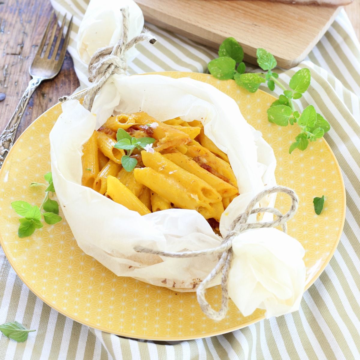 Cartoccio di Pezze, Zafferano e Pancetta