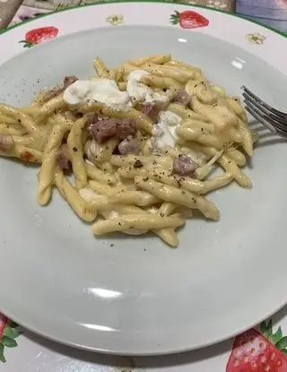 Ricetta Fusilli con crema di patate, pancetta e stracciatella. di caloronatalia19