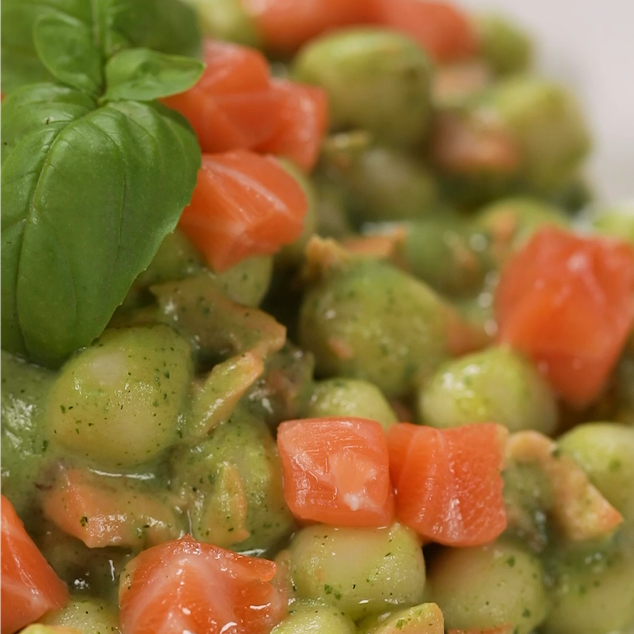 Chicche di patate con salmone e crema di zucchine