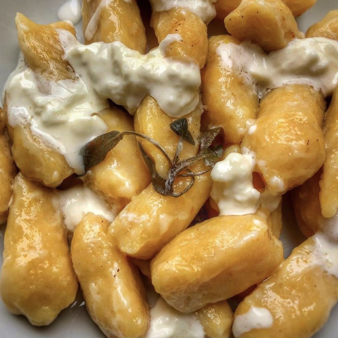 GNOCCHI DI ZUCCA SALTATI CON STRACCIATELLA, BURRO E SALVIA