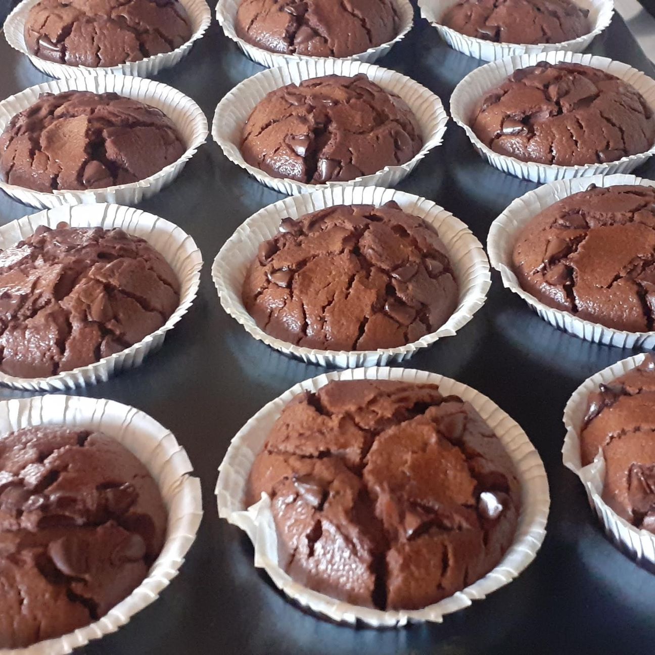 Muffins cioccolatosi all'acqua