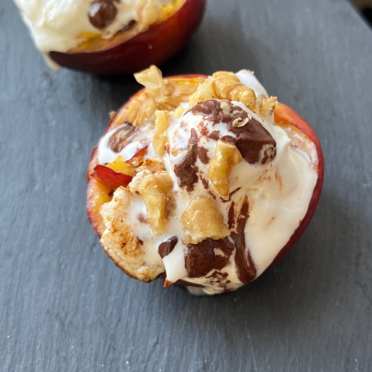 Pesche ripiene cotte in friggitrice ad aria