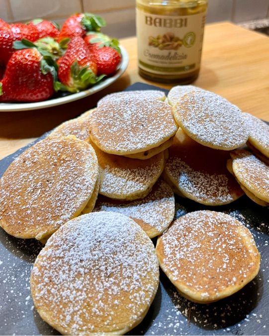 Mini pancakes con cuore di crema al pistacchio