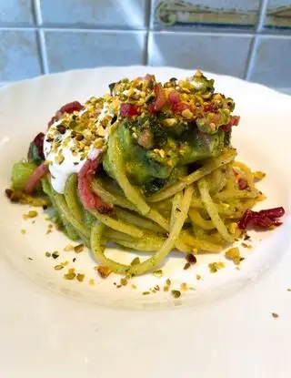 Ricetta Spaghetti in crema di zucchine con speck & stracciatella di dietaesgarro