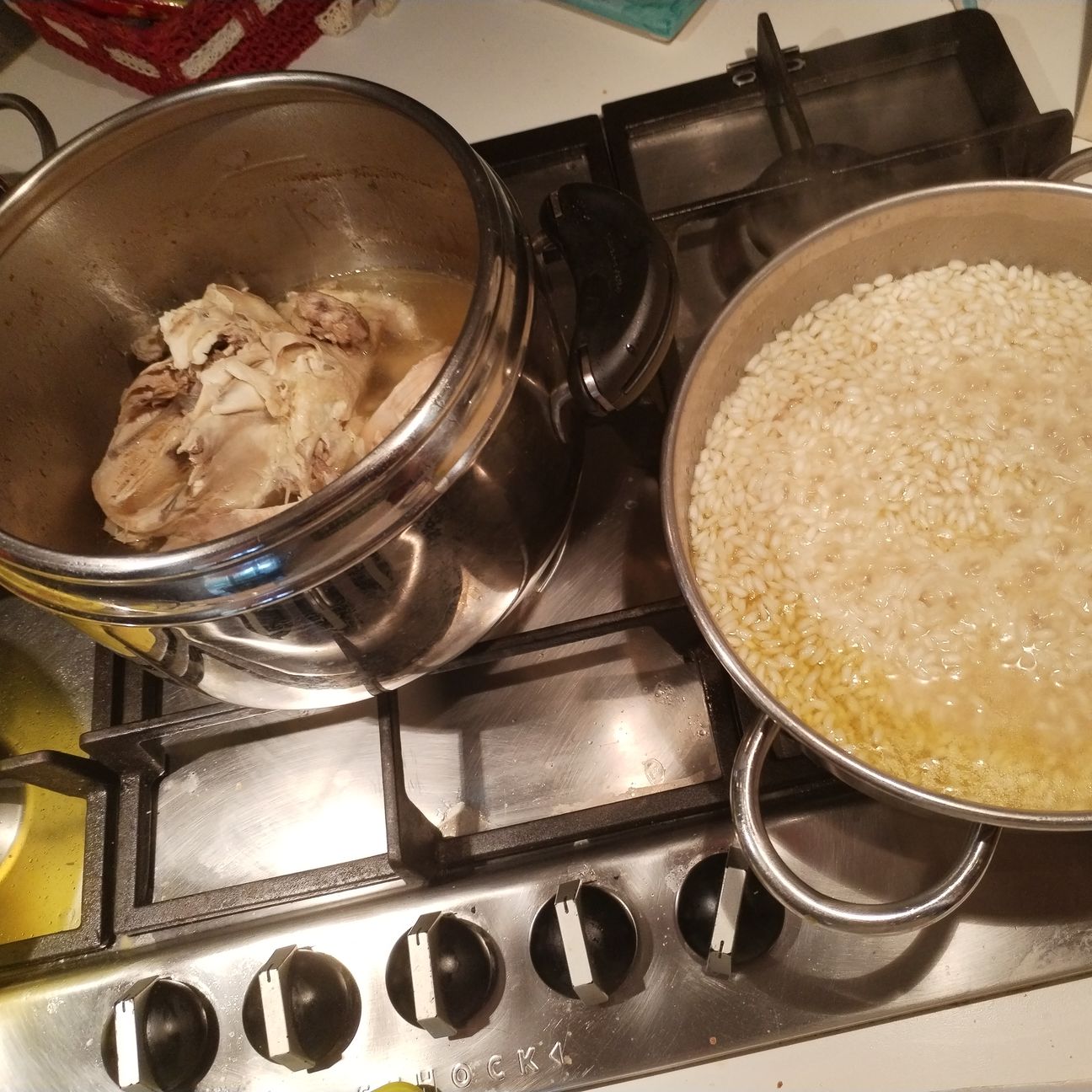 Risotto con brodo di pollo